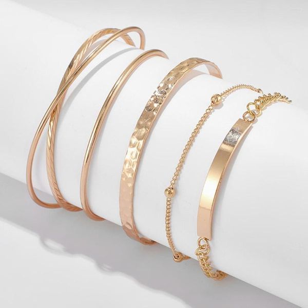 Bangle 5 ПК/Set Metal Bracelet Cross Open регулируем