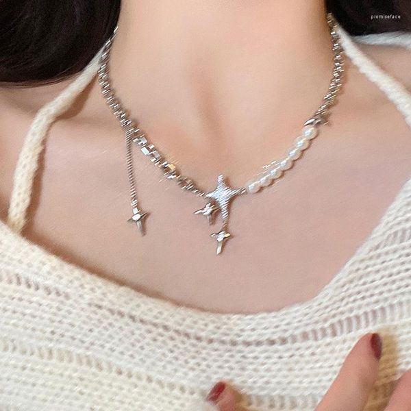 Ketten Strass Perle Quaste Halskette Licht Luxus Nische Design Pullover Kette Süße Coole Persönlichkeit Frauen Großhandel Geschenk