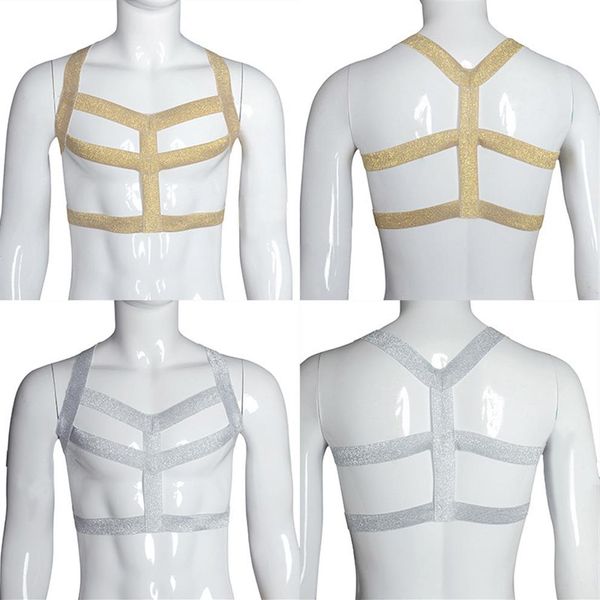 Trajes sensuais masculinos Bondage Harness Fetish Wear Body Cage Bra Open Chest Belt Underwear Men Crop Top Bodysuit2984