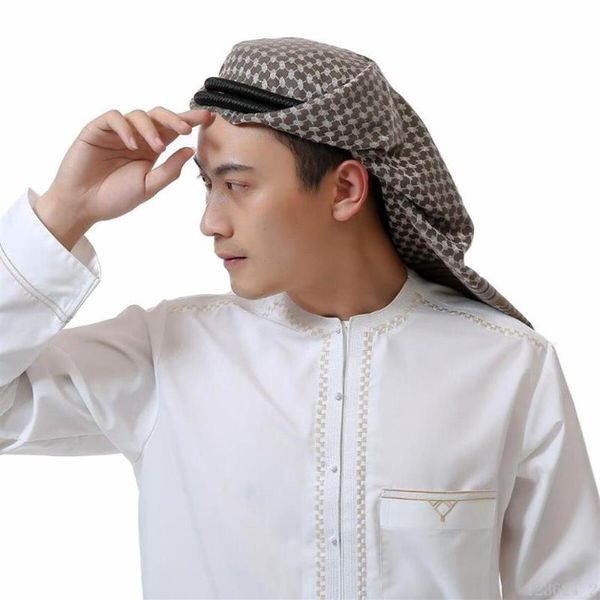 Faixa de cabeça para turbante árabe masculino muçulmano cor preta cabelo indiano chapéu islâmico gota inteira HS1813170