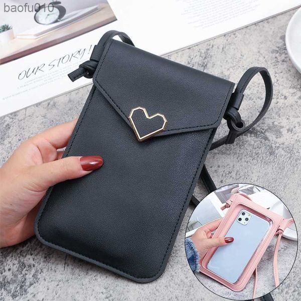 Universal PU Leder Handy Tasche Schulter Tasche Brieftasche Tasche Fall Neck Strap für Samsung S10 für IPhone 12 11 Huawei p30 V20 L230619