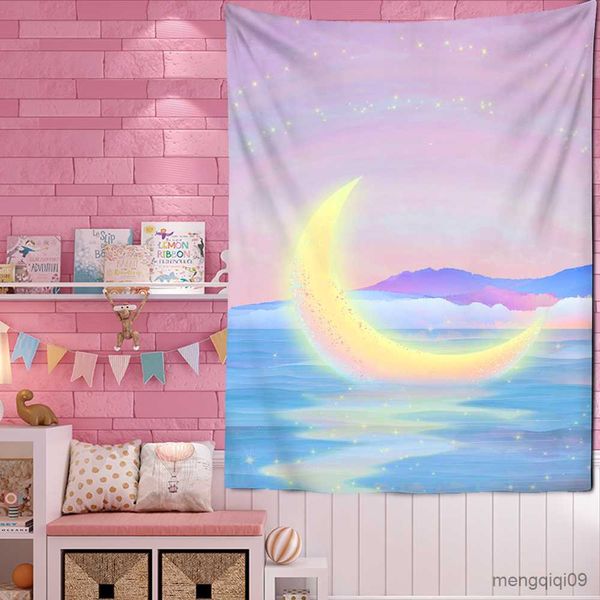 Arazzi Telecamere a cupola Rosa Nuvole colorate Arazzo stellato universo Appeso a parete Camera dei bambini Dormitorio Arazzi Art Home Psychedelic Kawaii Room Decor R230714