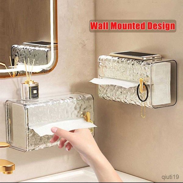 Taschentuchboxen Servietten Leichte Luxus-Taschentuchbox Rechteckige Taschentuch-Aufbewahrungsbox für Badezimmer Staubdichte Serviettenbox Transparente Toilettenpapierhülle R230714