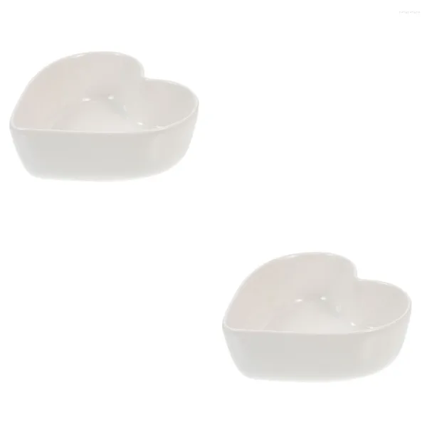 Set di stoviglie 2 pezzi in ceramica bianca per frutta a forma di cuore per insalata