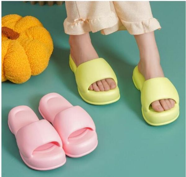 EVA step on poo feeling platform slippers high heels fashion flip-flops ladies slippers new slippers