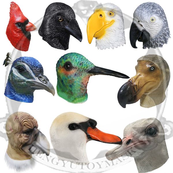 Parti Maskeleri Lateks Tam Baş Hayvan Kuş Dodo Parrot Crow Masquerade Props Mask 230713