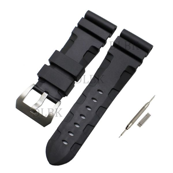 24mm 26mm Schnalle 22mm Herrenuhrenarmband Schwarz Tauchen Silikon Gummiarmband Sportarmband Edelstahl Dornschließe für Panerai LU245c