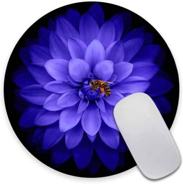 Акварельная фиолетовая цветочная мышиная накладка на заказ настройки мыши индивидуальная круглое не скольжение резинового мыши 7,9 дюйма
