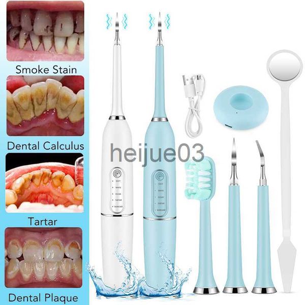 Sbiancamento dei denti Elettrico Sonic Irrigatore dentale Scaler Sbiancamento dei denti Portatile Ultrasuoni Calcolo del tartaro Rimozione Strumento per la pulizia dei denti x0714