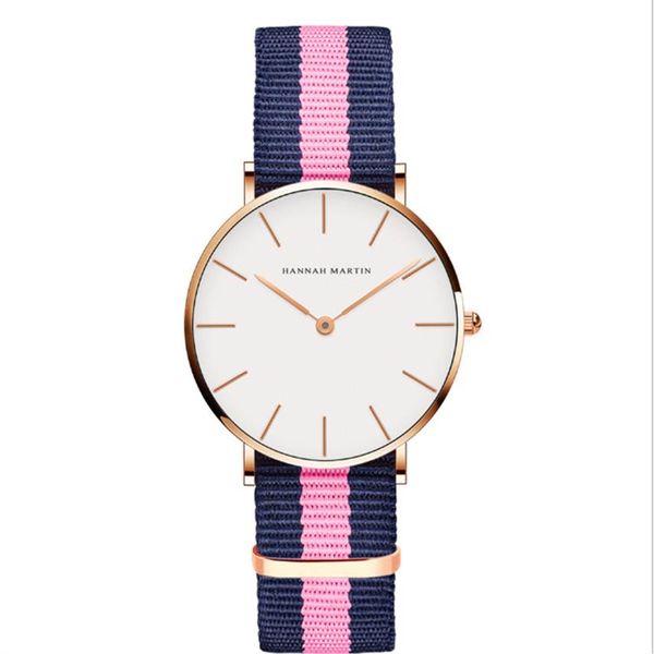 Relógios femininos simples de 36 mm, relógios femininos de quartzo precisos, pulseira de couro confortável ou pulseira de náilon, uma variedade de cores C283g