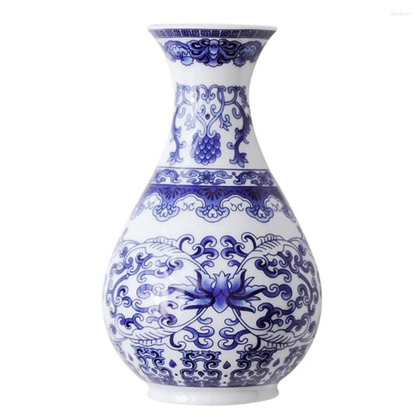 Vasi Vaso in porcellana bianco blu Ringhiere in vetro per cerimonia Ornamento a parete Ringhiera per fiori in ceramica Contenitore in ceramica