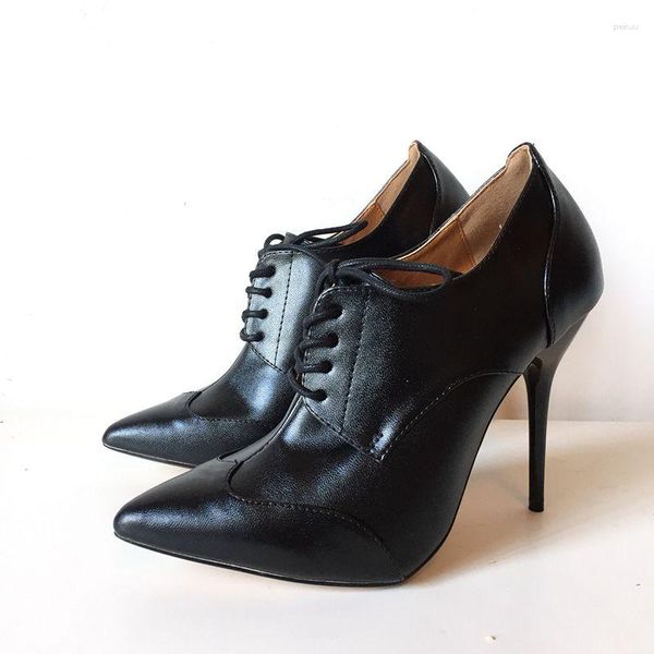 Kleid Schuhe Elegante Damen Spitze Zehen High Heels Stiefeletten Schnürung Laides Party Arbeit Karriere Formaml Schuhe Große Größe 16 17