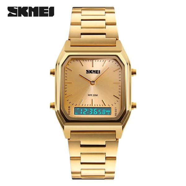 SKMEI Orologio da uomo in oro di lusso Moda casual Orologio da polso al quarzo digitale impermeabile Relogio Masculino Orologio da uomo Orologio sportivo 122341L