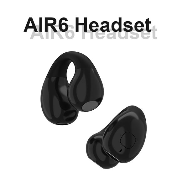 AIR 6 Cuffie per conduzione ossea Cuffie con clip per orecchio Auricolari Bluetooth 5.3 Auricolari wireless audio stereo a 360 gradi in confezione al dettaglio