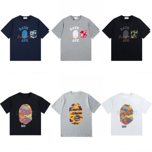 Bapess T Shirt Tasarımcı Gömlek Erkek Kadınlar Desen Baskı Kısa Kollu Erkek Tişört Moda Pamuk Polos Kıyafetleri Tees M-2XL