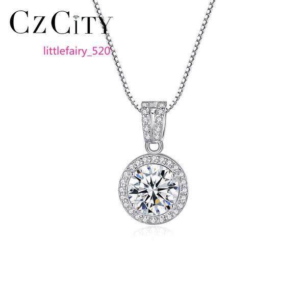 Подвесные ожерелья Czcity Custom Penent Moissanite 925 Серебряные VVS -ювелирные испытания