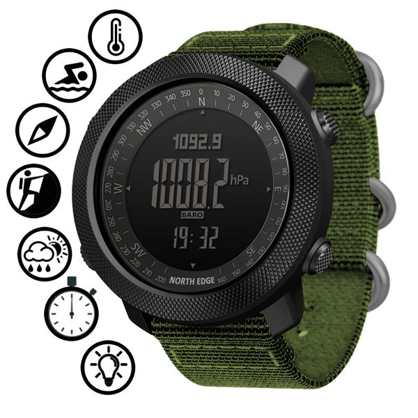 NORTH EDGE Outdoor Smart Watch Orologio digitale da uomo impermeabile per sport Nuoto Arrampicata Nuoto Altimetro Barometro Bussola