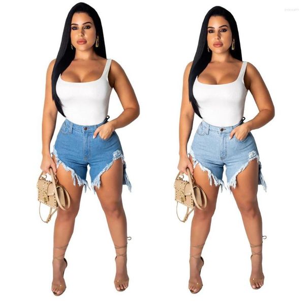 Damen Jeans FNOCE Sommer Explosive Urban High Street Fashion Vielseitig Weites Bein Fransen Casual Urlaub Denim Shorts Weibliche Jugend