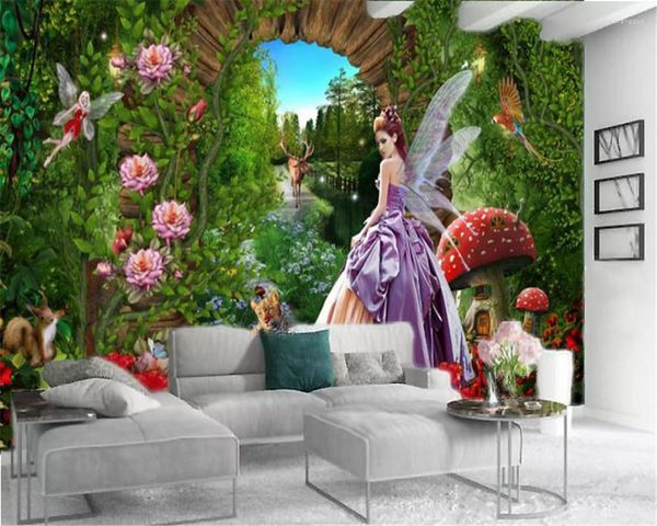 Sfondi 3d Wallpaper Fantasy Forest Tiger And Butterfly Elf Personalizza la tua decorazione d'interni d'atmosfera premium preferita