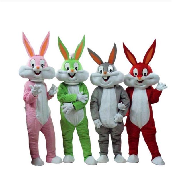 Traje de mascote de coelho de Páscoa Pernalonga Coelho Ternos peludos Fantasia Desenhos animados Roupas de lebre Carnaval Halloween Conjuntos de vestidos de festa de Natal265p