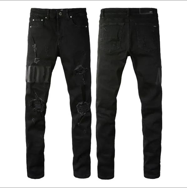 Jeans Masculino Buraco Azul Claro Itália Marca Homem Calças Compridas Streetwear denim Skinny Slim Straight Biker Jean