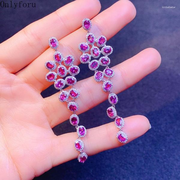 Dangle Küpeler Yulem Damla Küpe Gerçek 925 STERLING Gümüş Takı Doğal Garnet Nişan Düğün Kadınlar Gelin Hediyesi