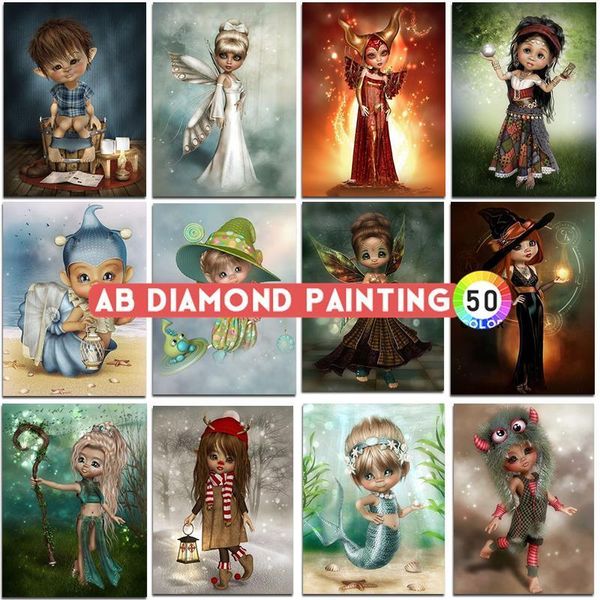 Бриллиантовая живопись AB Diamond Painting Cartoon Beautiful Beauty Lady Girl Princess DIY DIY DRIL