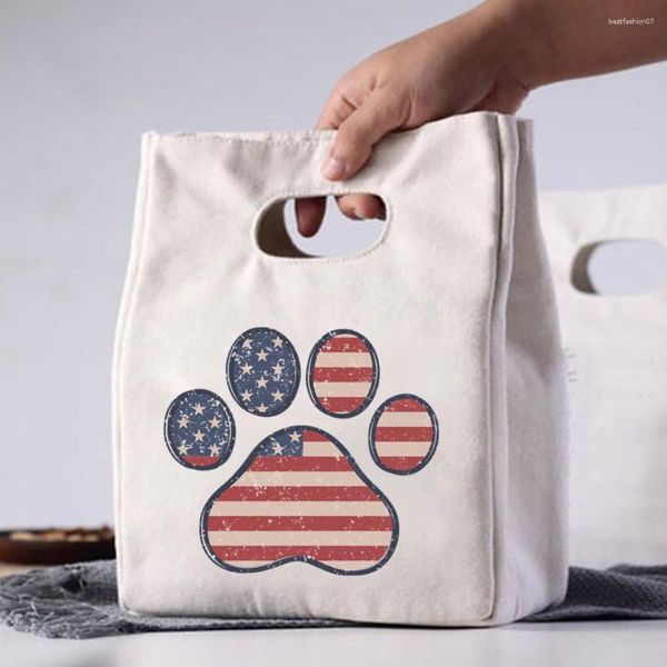 Borse per la spesa Pranzo in stile americano Donna Uomo Borsa termica portatile Harajuku Fashion Eco Thermal Foods Kids