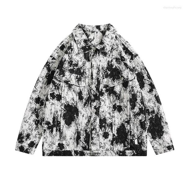 Herrenjacken BOYUE Silk Jump Frühling und Herbst Lose Tie Dyed Denim Coat Trendy Street Top Jacke Original Night Style Design Sense