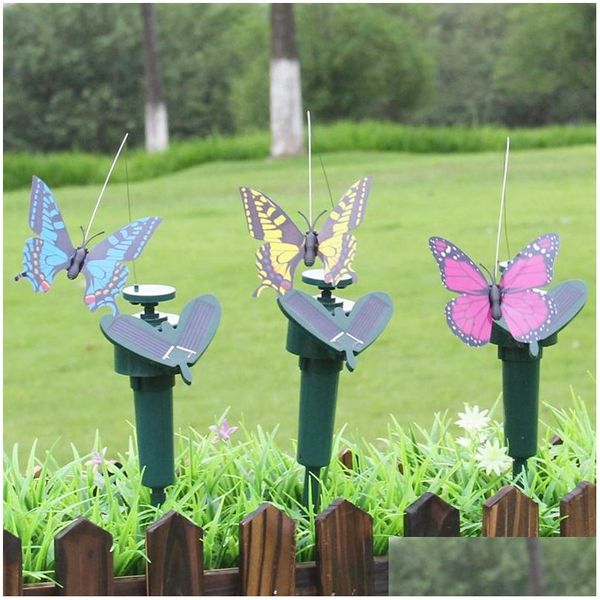 Decorazioni da giardino Energia solare che balla Farfalle volanti Beautif Vibrazione svolazzante creativa Mosca Colibrì Uccelli Cortile Decoratio Dhwfy