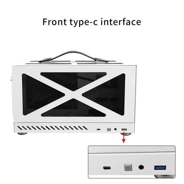 Chassi de mini computador portátil, placa-mãe ITX de mesa, fonte de alimentação SFX, caixa DIY de escritório, não k66