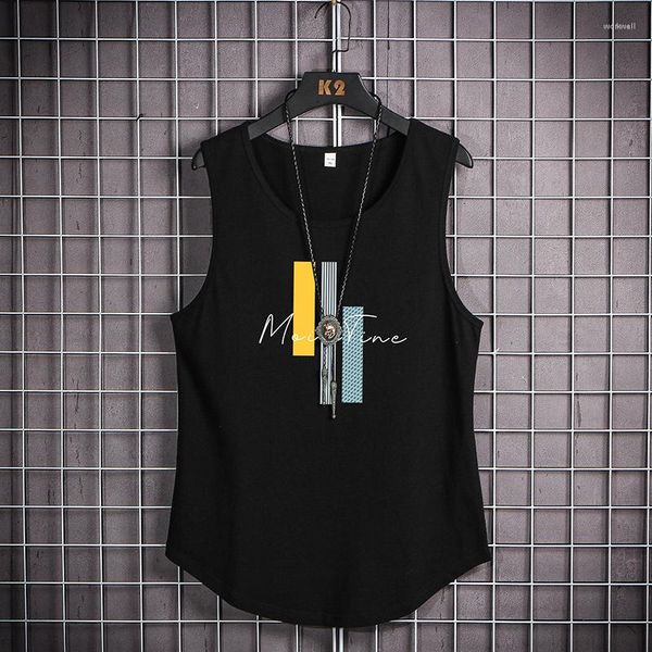 Männer Tank Tops Kurzarm Weste Für 2023 Sommer Druck Schwarz Weiß T-shirt Lauf GYM Top Tees Mode Kleidung overSize 3XL