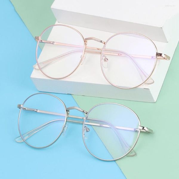 Sonnenbrille Klassische Metall Anti Blaues Licht Gläser Für Frauen Männer Mode Retro Runde Rahmen Brillen Augenschutz Nerd Computer Brillen