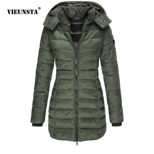 Меховое осенне-зимнее корейское новое женское пальто с капюшоном и длинными рукавами, модное тонкое однотонное хлопковое пальто средней длины, теплая пуховая хлопковая куртка