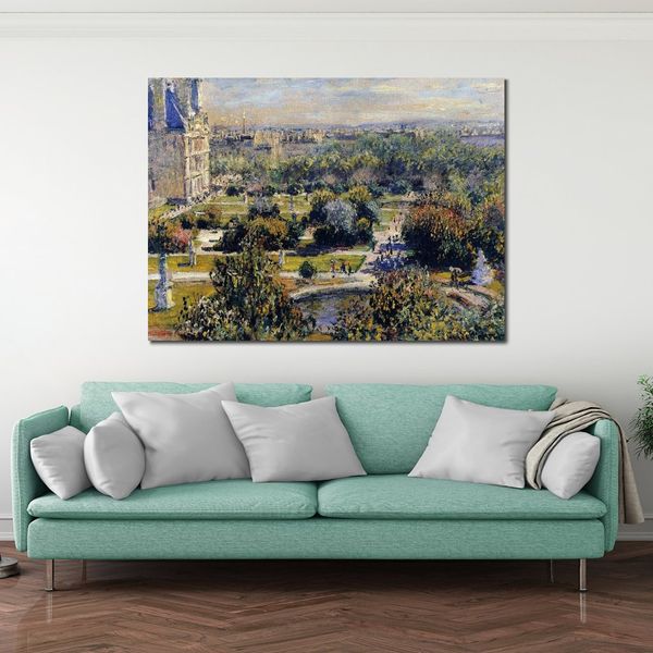 Arte su tela impressionista The Tulleries Claude Monet Dipinto ad olio Paesaggio fatto a mano Arredamento moderno della camera da letto