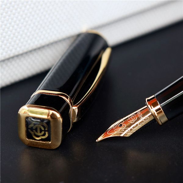 Fountain Pens Hero 979 Kare Kapak Metal Kalem Altın Plakalar Klip İnce Nib 0 5mm Moda Yazma Ofis İşi ​​için Mürekkep 230713