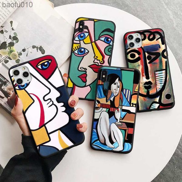 Capa de telefone de pintura de arte abstrata Picasso para iPhone 11 12 13 14 Pro XS MAX Mini 8 7 6 6S Plus X SE 3 2022 2020 XR Silicone Cover L230619