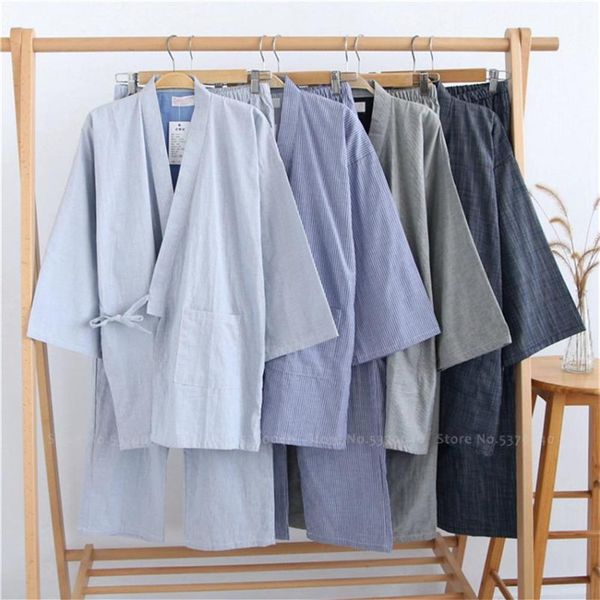 Roupa de dormir quimono homem mulher casais japoneses tradicionais yukata robes conjuntos de pijamas haori ao dai camisola pijamas hanfu tang terno224j