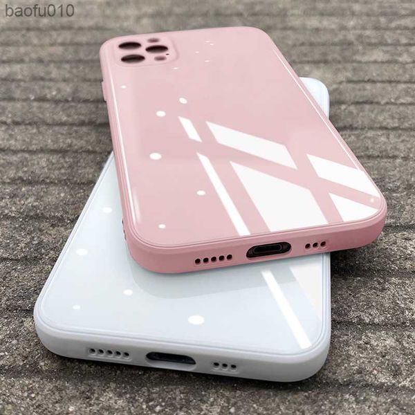 Custodia per telefono in vetro temperato quadrato di lusso YYDS per iPhone 14 13 11 12 Pro Max Mini XS XR X 7 8 Plus SE2 Cover posteriore rigida in silicone L230619