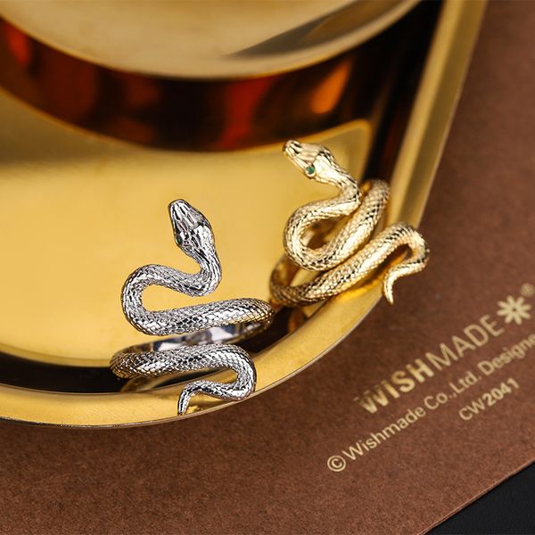Anneaux de mariage Original 925 Sterling Silver Gold Snake Pour Femmes Couple Engagement Femmes Vintage Ring Fine Jewelry 230714