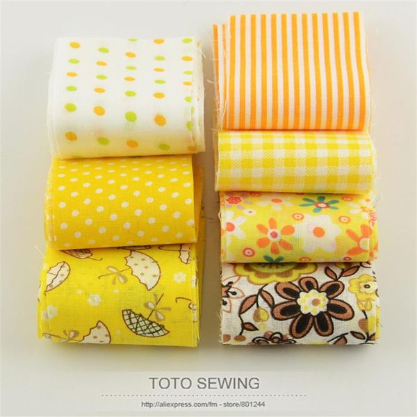 Booksew 100% tessuto di cotone F036 # 7 pezzi / lotto giallo oro set strisce di rotolo di gelatina quilting patchwork 5 cm x 100 cm per artigianato fatto a mano fai da te215c