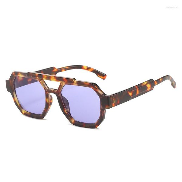 Occhiali da sole da uomo alla moda Double Beam Square Pilot Occhiali da sole da donna Polygon Hipster Beach Outdoor Trip Eyewear Shades UV400