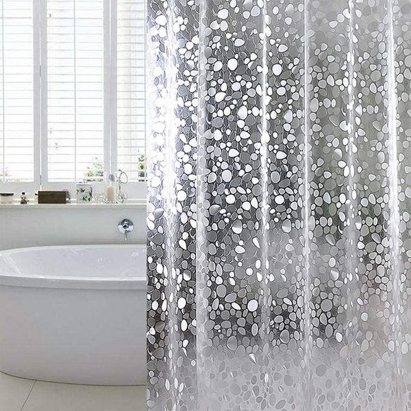 Cortina 3D Transparente Spa Banheiro Anti Peep PVC Espessado Padrão Em Relevo Porta De Pedra Branca Impermeável
