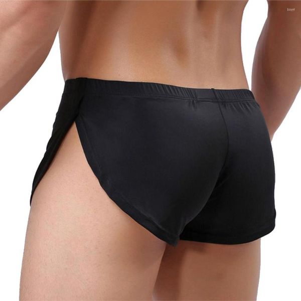 Mutande Uomini di marca Abbigliamento da notte Boxer sexy Lingerie Spacco laterale Indumenti da notte Intimo da salotto Pantaloncini Pantaloncini Cueca a vita bassa