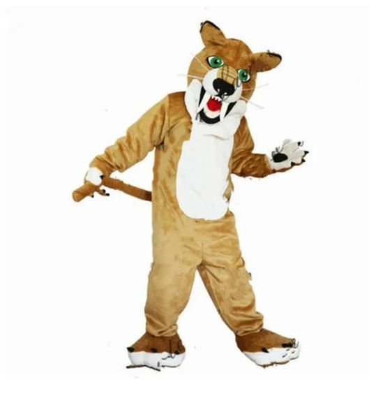 Tiger Leopard Wildcat Maskot Kostüm Karnaval Partisi Fantezi Peluş Yürüyüş Sarı Aslan Maskot Yetişkin Boyut.