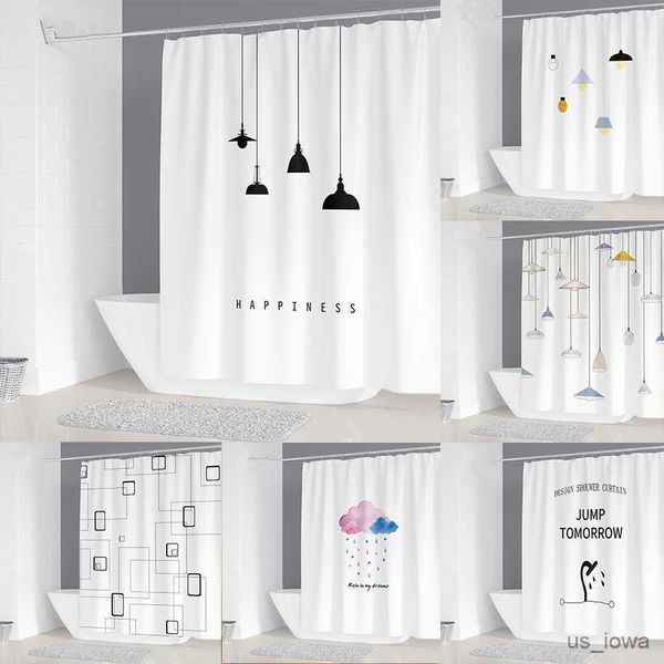 Duschvorhänge, einfacher geometrischer nordischer Kronleuchter-Druck, Badezimmer-Duschvorhang, Polyester, wasserdicht, Heimdekoration, Vorhang mit