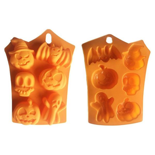 Выпечка плесени Sile Orange Chocolate Mod Halloween DIY Fondant Candy Skl тыква летучая мышь