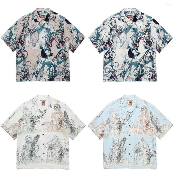 T-shirt da uomo 23SS WACKO MARIA TIM LEHI/HAWAIIAN SHIRT HILL Manica corta hawaiana