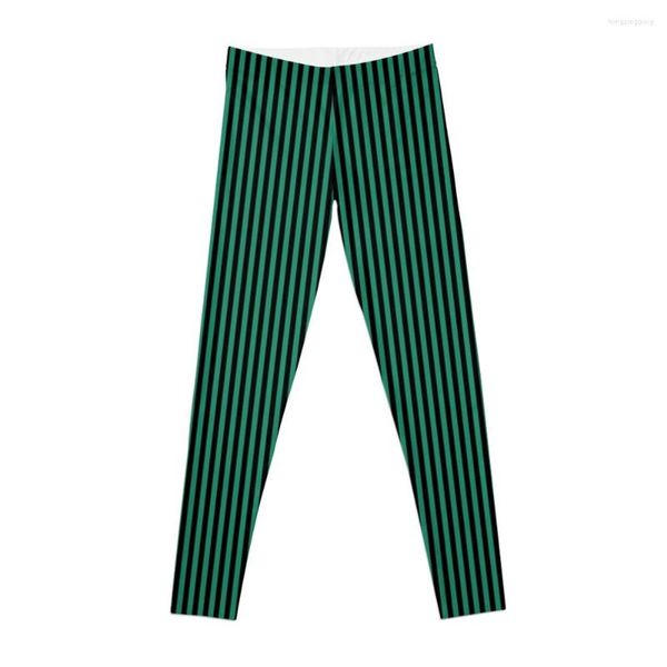 Calças Ativas Elf Green E Black Candy Stripes | Conjunto de leggings verticais finas para esportes fitness para mulheres academia