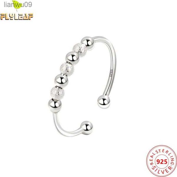 Реал 925 стерлинговых серебряных украшений с видом на матовое кольцо для женщин минималистская тревога и анти стресса